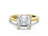 Yellow gold Asscher Cut Solitaire Ring with Cathedral Band and Four-Prong Setting_8