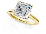Yellow gold Asscher Cut Solitaire Ring with Cathedral Band and Four-Prong Setting_9