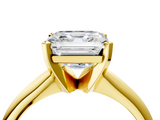 Yellow gold Asscher Cut Solitaire Ring with Four-Prong Setting on a Classic Band_10