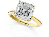 Yellow gold Asscher Cut Solitaire Ring with Four-Prong Setting on a Classic Band_7