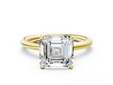 Yellow gold Asscher Cut Solitaire Ring with Thin Band and Four-Prong Setting_24