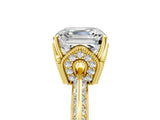 Yellow gold Asscher Cut Solitaire Split Shank Pave Diamond Engagement Ring with Four-Prong Setting_18
