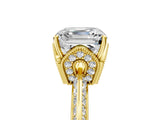Yellow gold Asscher Cut Solitaire Split Shank Pave Diamond Engagement Ring with Four-Prong Setting_54