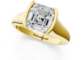 Yellow gold Asscher Cut Solitaire Tension Set Diamond Ring with Split Shank Band_16