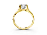 Yellow gold Asscher Cut Solitaire Tension Set Diamond Ring with Split Shank Band_18