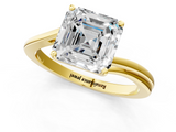 Yellow gold Asscher Cut Solitaire Twist Band Ring with Four-Prong Setting_24