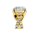 Yellow gold Asscher Cut Solitaire Twist Pave Diamond Engagement Ring with Prong Setting_20