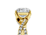 Yellow gold Asscher Cut Solitaire Twist Pave Diamond Engagement Ring with Prong Setting_32