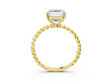 Yellow gold Asscher Cut Solitaire Twisted Band 4-Prong Ring_18