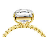 Yellow gold Asscher Cut Solitaire Twisted Band 4-Prong Ring_19