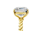 Yellow gold Asscher Cut Solitaire Twisted Band 4-Prong Ring_20
