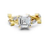 Yellow gold Asscher Cut Solitaire Twisted Band Marquise Accent Prong Setting Ring_15