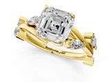 Yellow gold Asscher Cut Solitaire Twisted Band Marquise Accent Prong Setting Ring_16