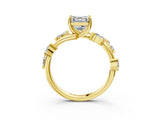 Yellow gold Asscher Cut Solitaire Twisted Band Marquise Accent Prong Setting Ring_18