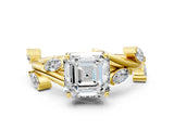 Yellow gold Asscher Cut Solitaire Twisted Band Marquise Accent Prong Setting Ring_3