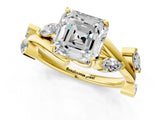 Yellow gold Asscher Cut Solitaire Twisted Band Marquise Accent Prong Setting Ring_4