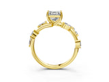 Yellow gold Asscher Cut Solitaire Twisted Band Marquise Accent Prong Setting Ring_6