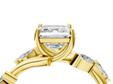 Yellow gold Asscher Cut Solitaire Twisted Band Marquise Accent Prong Setting Ring_7