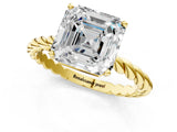 Yellow gold Asscher Cut Solitaire Twisted Band with Four-Prong Setting_36