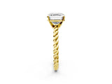 Yellow gold Asscher Cut Solitaire Twisted Band with Four-Prong Setting_37