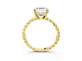 Yellow gold Asscher Cut Solitaire Twisted Band with Four-Prong Setting_38