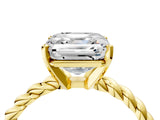 Yellow gold Asscher Cut Solitaire Twisted Band with Four-Prong Setting_39