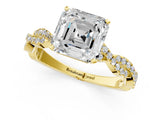 Yellow gold Asscher Cut Solitaire Twisted Pave Band with Four-Prong Setting_5