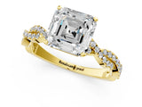 Yellow gold Asscher Cut Solitaire Twisted Pave Band with Four-Prong Setting_7