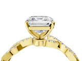 Yellow gold Asscher Cut Solitaire Twisted Pave Band with Four-Prong Setting_8