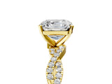 Yellow gold Asscher Cut Solitaire Twisted Pave Band with Four-Prong Setting_9