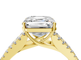 Yellow gold Asscher Cut Split Shank Pave Diamond Engagement Ring with Four-Prong Setting_10