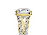 Yellow gold Asscher Cut Split Shank Pave Diamond Engagement Ring with Four-Prong Setting_11