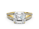 Yellow gold Asscher Cut Split Shank Pave Diamond Engagement Ring with Four-Prong Setting_6
