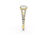 Yellow gold Asscher Cut Split Shank Pave Diamond Engagement Ring with Four-Prong Setting_8