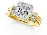 Yellow gold Asscher Cut Three-Stone Channel Set Ring with Bar Prongs_7