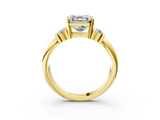 Yellow gold Asscher Cut Three-Stone Channel Set Ring with Bar Prongs_9