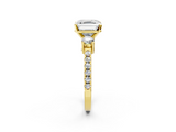 Yellow gold Asscher Cut Three-Stone Diamond Pavé Band with Prong Setting_25