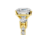 Yellow gold Asscher Cut Three-Stone Diamond Pavé Band with Prong Setting_28