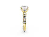 Yellow gold Asscher Cut Three-Stone Diamond Pave Band with Prong Setting_48