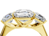 Yellow gold Asscher Cut Three-Stone Diamond Ring with Prong Setting on a Classic Band_20