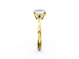 Yellow gold Asscher Cut Three-Stone Solitaire Ring with Round Accent Diamonds and Four-Prong Setting_39