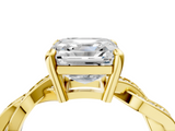 Yellow gold Asscher Cut Twisted Pavé Band Solitaire Ring with Four-Prong Setting_10