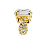 Yellow gold Asscher Cut Twisted Pavé Band Solitaire Ring with Four-Prong Setting_11
