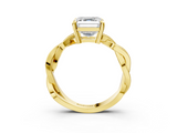 Yellow gold Asscher Cut Twisted Pavé Band Solitaire Ring with Four-Prong Setting_9