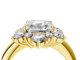 Yellow gold Asscher Diamond Cluster Halo Ring with Solitaire Band and Four-Prong Setting_10