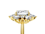 Yellow gold Asscher Diamond Cluster Halo Ring with Solitaire Band and Four-Prong Setting_11