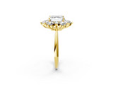Yellow gold Asscher Diamond Cluster Halo Ring with Solitaire Band and Four-Prong Setting_8