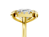 Yellow gold Asscher Diamond Cluster Halo Solitaire with Four-Prong Setting_128