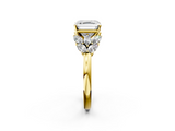 Yellow gold Asscher Diamond Cluster Leaf Design Ring with Prong Setting_90
