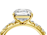 Yellow gold Asscher Diamond Cluster Prong-Set Solitaire Ring_10